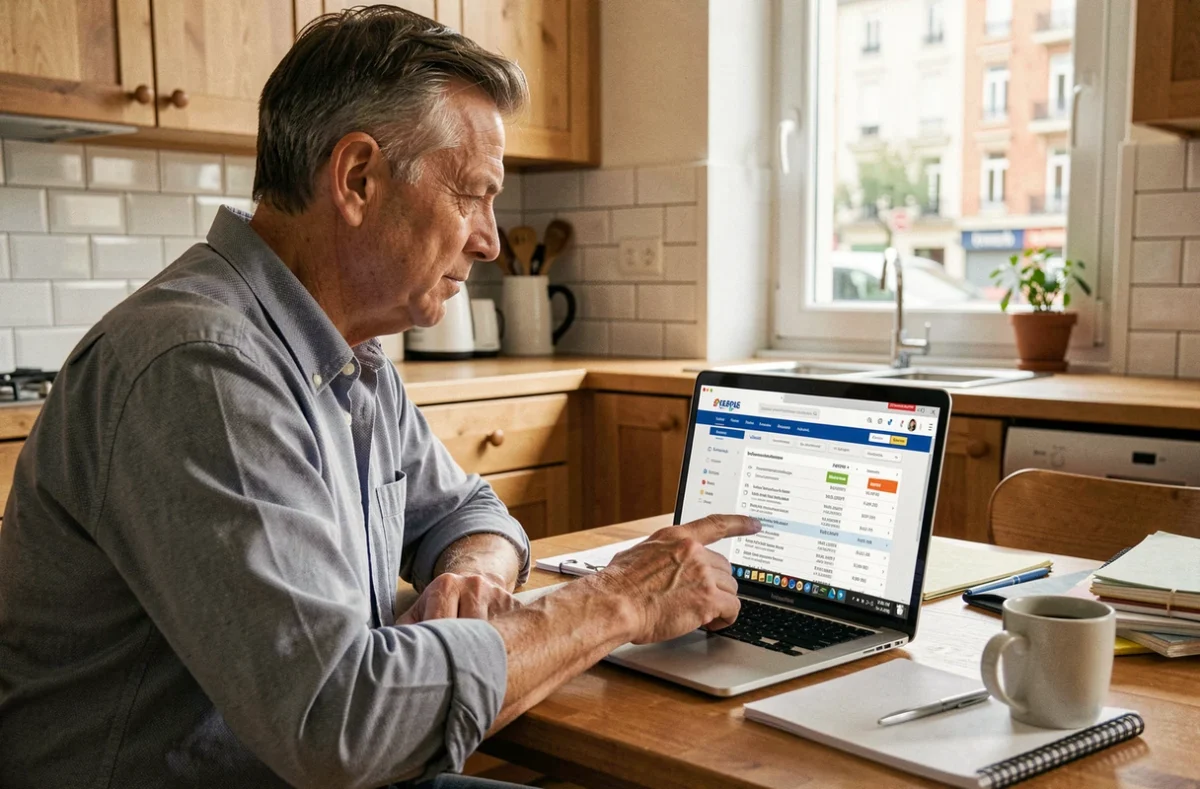 Un copropriétaire consulte l'annuaire des copropriétés sur son ordinateur portable depuis son domicile