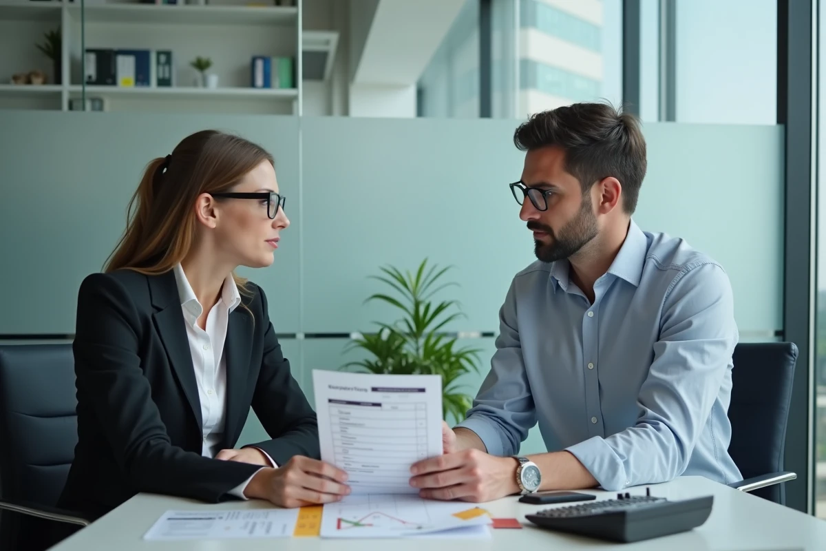 Femme primo-accédante en consultation avec un conseiller immobilier pour comprendre la contribution de sécurité immobilière