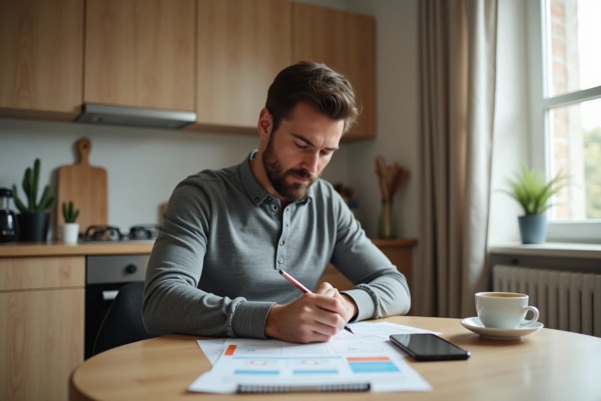 Homme remplissant un dossier de demande de logement à domicile pour un organisme HLM