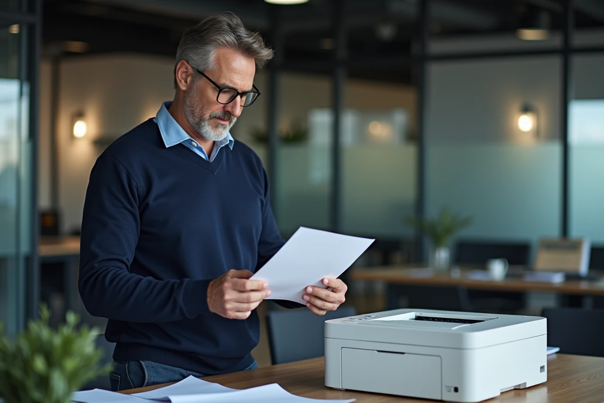 Homme pliant un preavis dans un bureau contemporain